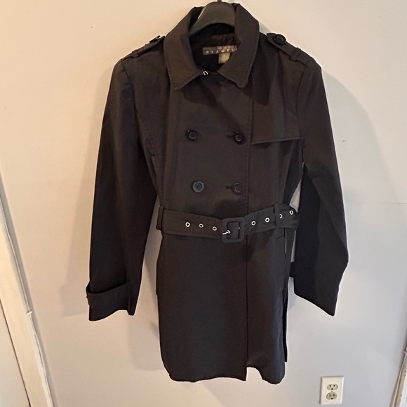 NWOT Kenneth Cole Reaction black trench double-breasted coat in a size M - Picture 2 of 11
